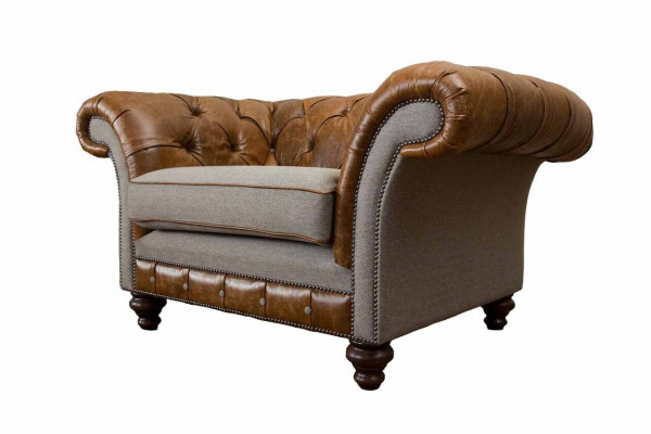 Design Chesterfield Armchair 1 Seater Couch Luxury Classic Textile Sofas