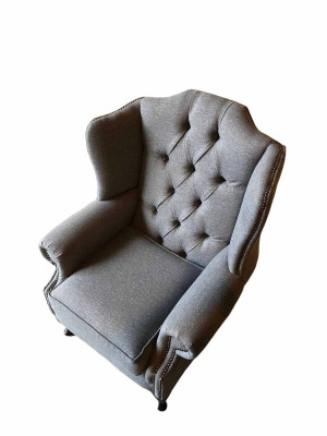 Armchair Wing Chair Fabric Gray Living room Polyester 1 Seater Modern new