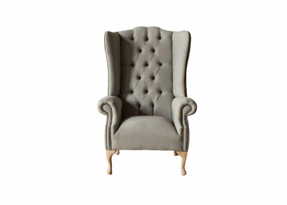 Gray Wing Chair Armchair Design Upholstery Chesterfield Textile Living room