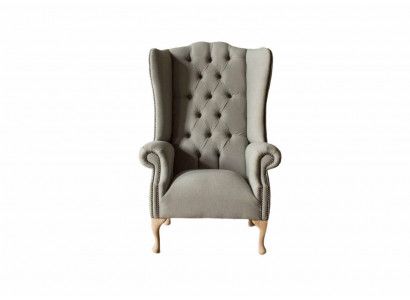 Gray Wing Chair Armchair Design Upholstery Chesterfield Textile Living room