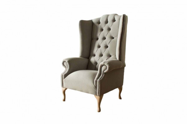 Gray Wing Chair Armchair Design Upholstery Chesterfield Textile Living room