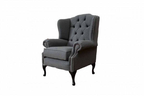 Gray Wing Chair Armchair Design Upholstery Sofa Couch Chesterfield Textile new