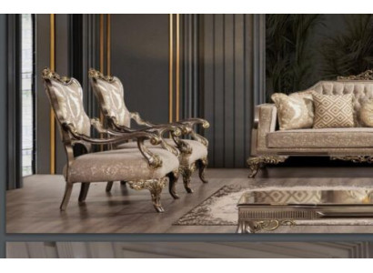 A luxurious, Classic r, beige and gold baroque armchair from Chesterfield