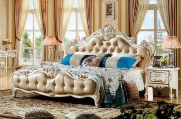 Baroque Bedroom 3 pcs. Set Bed + 2x Consoles Side table Beds