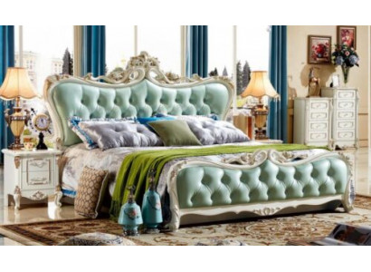 Green Chesterfield Bed Bedroom Beds with 2 Bedside Tables 3pcs