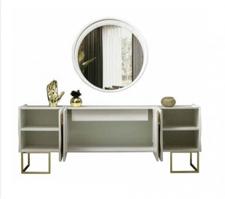 xxl Sideboard Luxury Sideboard Wardrobe with Mirror 220cm Lowboard Chest of drawers