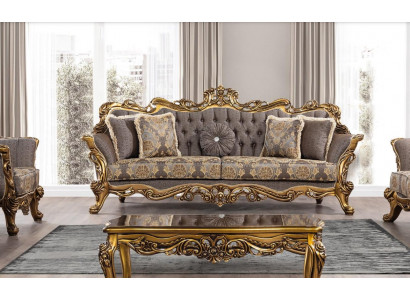 Three Seater Sofa 3 Seater Triple Sofa Sofa Sofas Armchair Seat Fabric Style Baroque