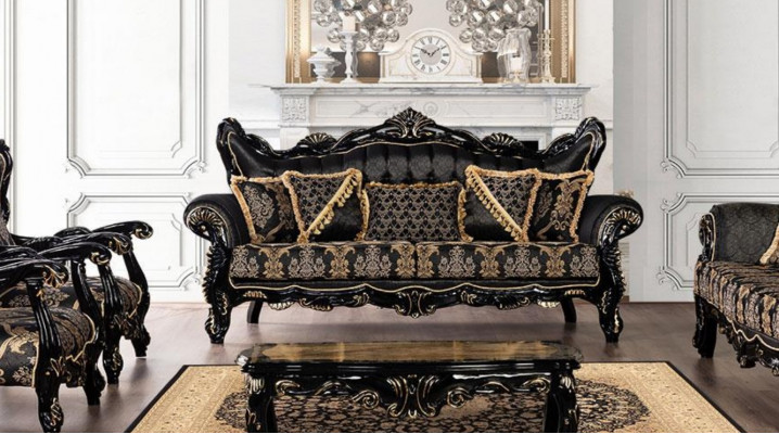 Couch Seat Three Seater Sofa 3 Seater Sofas Armchair Fabric Baroque Rococo Furniture 232cm