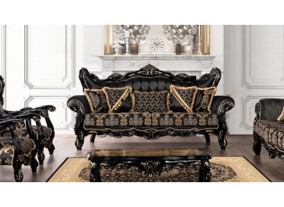 Couch Seat Three Seater Sofa 3 Seater Sofas Armchair Fabric Baroque Rococo Furniture 232cm