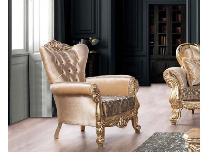 Armchair Seat Seater Design Living room Upholstery new Style Baroque Rococo Luxury Beige