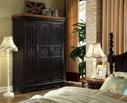 Wardrobe Antique Style Cabinets Black Country House Furniture Bedroom Wardrobe