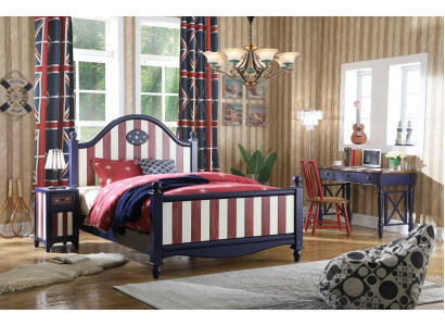 America Bed Childrens room Beds Bedroom Wood Real wood Furniture Blue Design