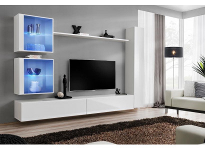 White Wall unit Luxury Wall Cabinet Complete Sideboard TV Lowboard Modern Design