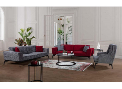 Sofa set 331 Seat Upholstery Sofa Living landscape Furniture Red Gray