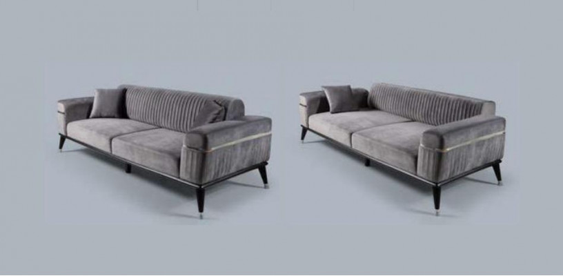 Sofa set 3+3+1 Seater Sofa Sofas Armchair Fabric Wood Gray Couches