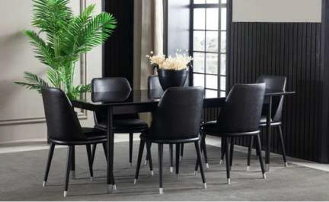 8-piece kitchen set with chairs modern style black color comfortable new