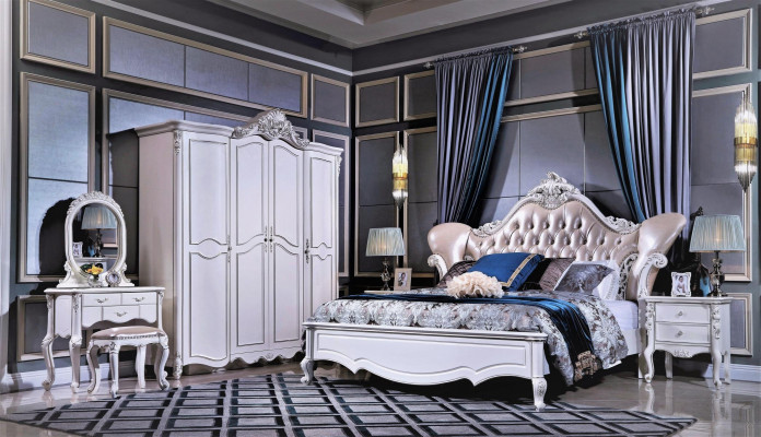 Luxurious white two-door spacious wardrobe in Classic n style