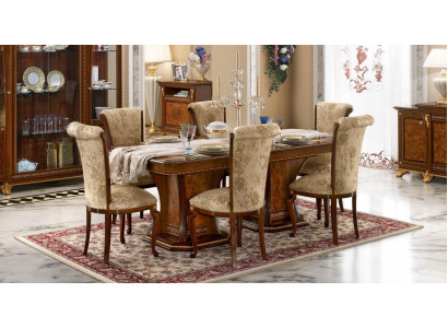 Chairs Kitchen 6x Chair Set Textile Upholstery Seat Wood Dining room Suite Dining room