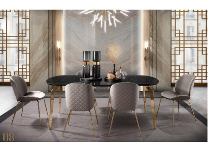 Dining table Design Furniture Italy Luxury Dining room Table Marble stainless steel