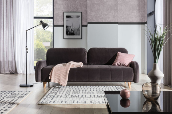 The luxurious large sofa bed is made of high-quality material