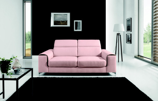 A respectable modern and comfortable 2-seater sofa in a stylish pink color