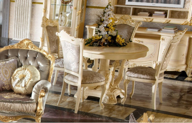 Furniture Set Suite Dining table 4 Chairs Luxury Dining room Furniture Group Italy 5 pieces